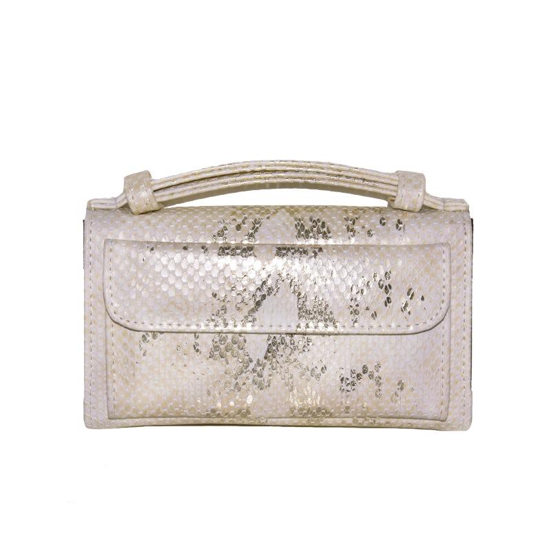 Sequin Snake Print Wrist Bag - Multifunctional Chain Wallet - Silver