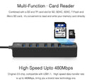 6-Port Usb Hub With Tf / Sd Card Reader High Speed - Black