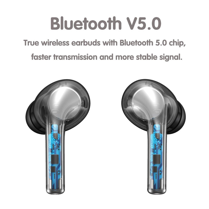 Wireless Sport Earphones with Touch Control and Mic - Bluetooth 5.0 Stereo Bass - Black