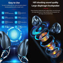 Wireless Noise-cancelling Bluetooth Earbuds with Led Display - White