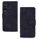 For Samsung Galaxy Z Fold4 5G Dual Fold Mandala Leather Case - Embossed Design - Brown