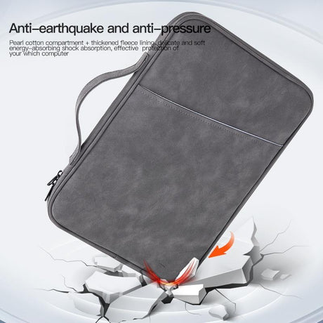 Grey Sheepskin Leather Bag For 12.9-13 Inch Laptops - Portable And Stylish