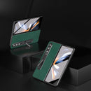 Cross Texture Leather Phone Case with Holder for Samsung Galaxy z Fold 4 5g - Black