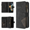 For Samsung Galaxy Z Fold4 5G Leather Zip Wallet With Rhombus Texture - Black