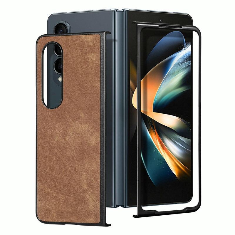 For Samsung Galaxy Z Fold4 5G Pu Back Cover - Solid Colour - Brown