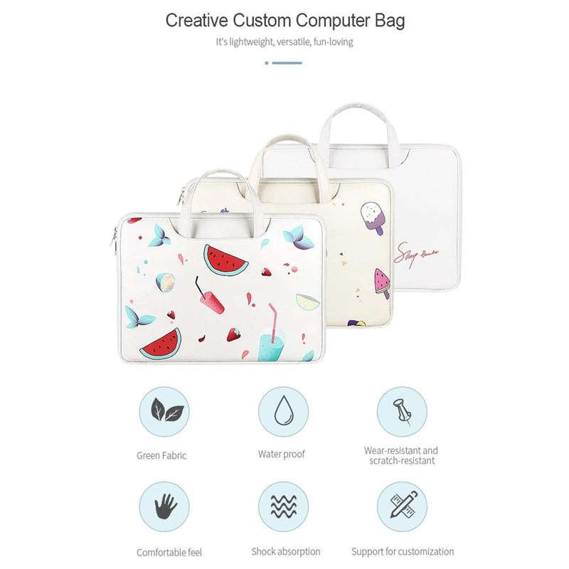 14.1-15.4 Inch Lightweight Printed Laptop Bag In Pu Material - Ice Cream