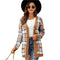Autumn And Winter Female Diamond Loose Knitted Cardigan Jacquard Medium-Length Sweater Jacket - Black - M