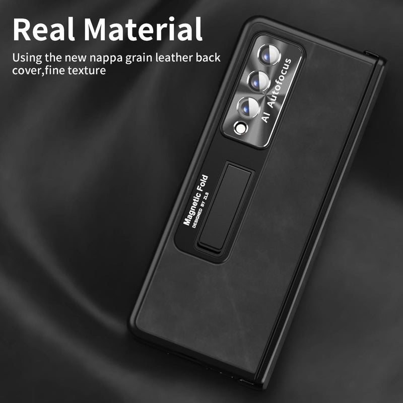 For Samsung Galaxy Z Fold4 5G Napa Texture All-In-One Phone Case - White