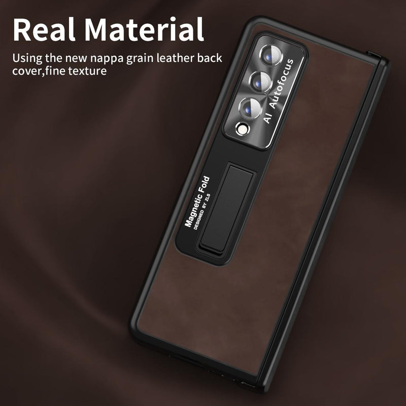 For Samsung Galaxy Z Fold4 5G Napa Texture All-In-One Phone Case - White