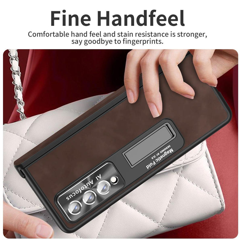 For Samsung Galaxy Z Fold4 5G Napa Texture All-In-One Phone Case - White