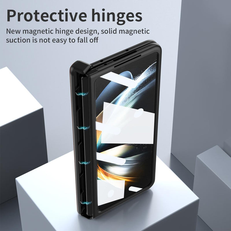For Samsung Galaxy Z Fold4 5G Napa Texture All-In-One Phone Case - White
