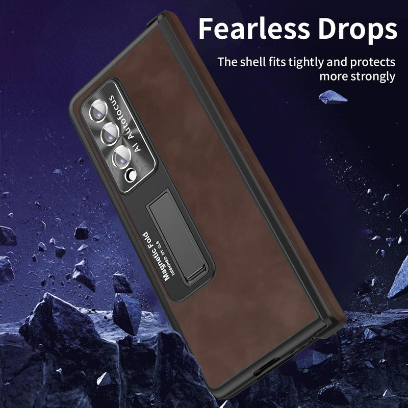For Samsung Galaxy Z Fold4 5G Napa Texture All-In-One Phone Case - White