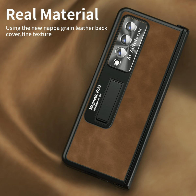 For Samsung Galaxy Z Fold4 5G Napa Texture All-In-One Phone Case - White