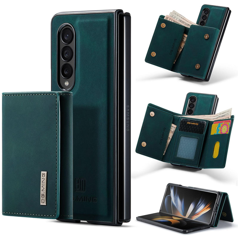 For Samsung Galaxy Z Fold4 5G Wallet Case - 3 Fold Multi Card Holder - Green