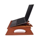 14.1 Inch Laptop Sleeve Leather Case with Small Storage Bag - Black