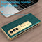 For Samsung Galaxy Z Fold4 5G Flip Case With Tempered Film - Textured Hinge - Black