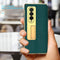 For Samsung Galaxy Z Fold4 5G Flip Case With Tempered Film - Textured Hinge - Black