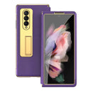 For Samsung Galaxy Z Fold4 5G Flip Case With Tempered Film - Textured Hinge - Black