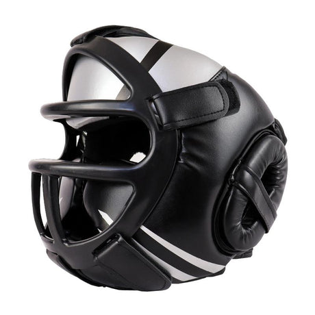 Competition Sparring Boxing Helmet For Head Protection - Red With Mask - L