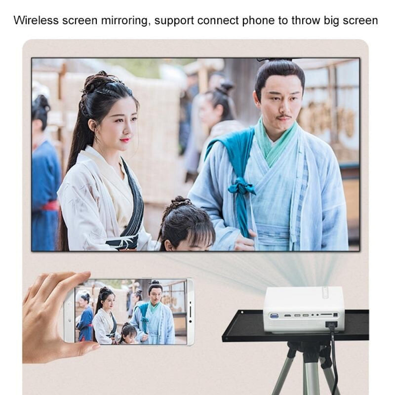 1080P Wireless Screen Mirroring Projector - Small Led - Black