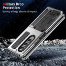 For Samsung Galaxy Z Fold4 5G Shockproof Metal Case With Holder - Black