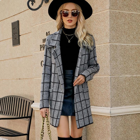Autumn And Winter Long Sweater Collision Colour Knitted Cardigan Trench Coat - Light Grey - Xl