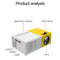 Portable Mini Led Home Theater Projector - 15 Ansi Lumens 1920X1080P - Yellow White