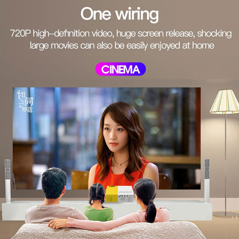 Portable Mini Led Home Theater Projector - 15 Ansi Lumens 1920X1080P - Yellow White