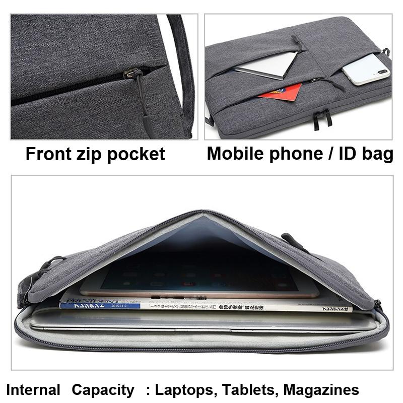 14 Inch Business Laptop Liner Bag with Zipper Closure - Polyester Material - Black