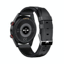 Leather Strap Amoled Smart Watch With Heart Rate And Blood Pressure Monitoring - Black
