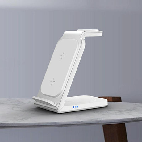 3 In 1 Vertical Metal Wireless Charger - Silver