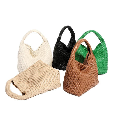 Apricot Hand Woven 2-In-1 Shoulder Bag - Brown