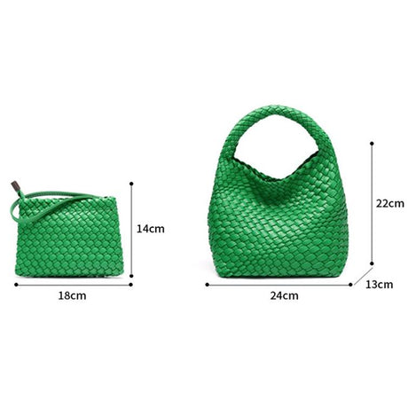Apricot Hand Woven 2-In-1 Shoulder Bag - Brown