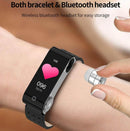 Bluetooth Headset Bracelet With Hr / Bp Monitoring & Temp. Measurement - Black