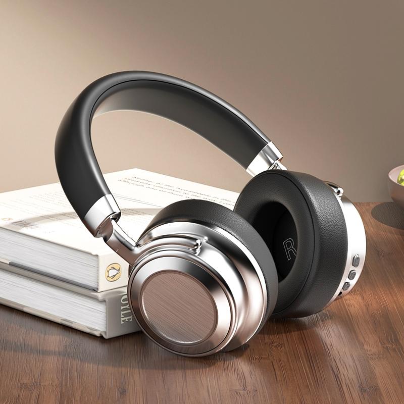 Retro Wireless Bluetooth Headset - Metal Head-mounted - Silver Black
