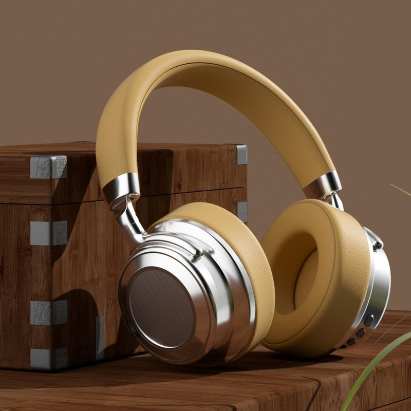 Retro Wireless Bluetooth Headset - Metal Head-mounted - Silver Black