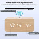 5W Wooden Wireless Charger With Led Mirror Display And Sub Alarm Clock - Rosewood