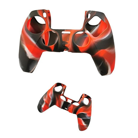 2-pack Non-slip Silicone Handle Covers for Ps5 Controllers - Black Red