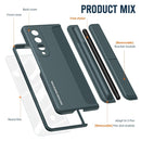 For Samsung Galaxy z Fold4 5G Samsung Galaxy z Fold4 2-in-1 Detachable Folding Case with Holder & Pen Slot - Grey Green