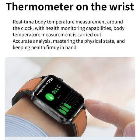 1.7 Inch Hd Square Screen Tpu Strap Smart Watch Supports Body Temperature Monitoring / Blood Oxygen Monitoring - Red