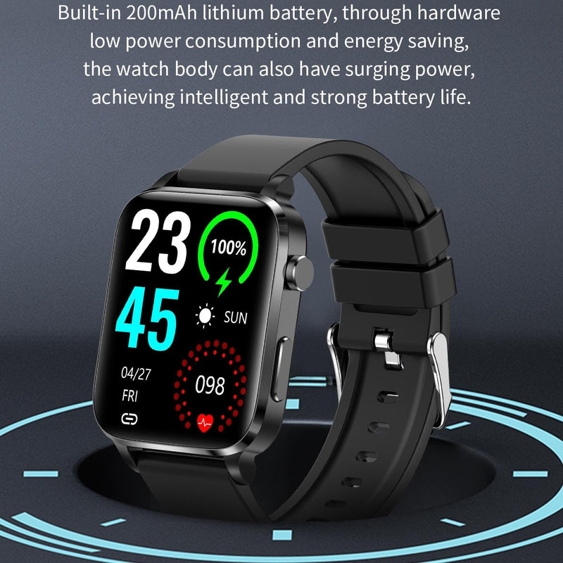 1.7 Inch Hd Square Screen Tpu Strap Smart Watch Supports Body Temperature Monitoring / Blood Oxygen Monitoring - Red