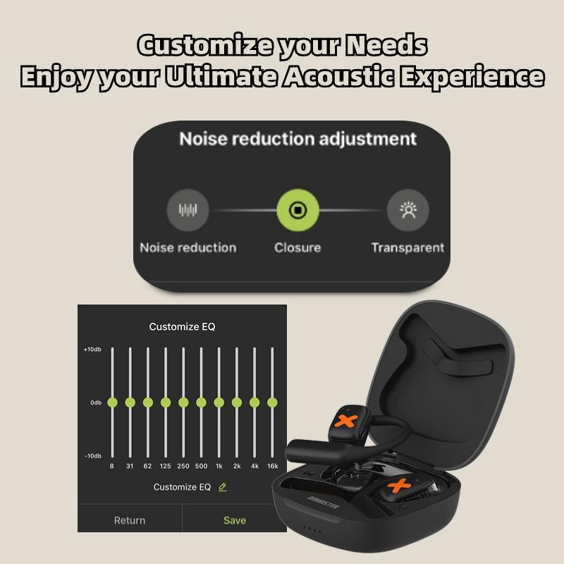 Wireless Earphones with App Control - Ear-mounted - Black