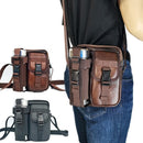 8 Leather Shoulder Mobile Phone Messenger Bag Casual Water Bottle Bag - Coffee