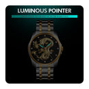 Men Golden Dragon Calendar Dial Quartz Watch with Luminous Hands - Silver Black