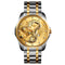 Men Golden Dragon Calendar Dial Quartz Watch with Luminous Hands - Silver Black