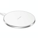 15W Round Wireless Charger Fast Charge - Silver + White Surface