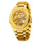 Men Automatic Mechanical Watch with Luminous Dial and Steel Band - Silver Belt White Face