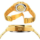Men Automatic Mechanical Watch with Luminous Dial and Steel Band - Silver Belt White Face