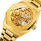 Men Automatic Mechanical Watch with Luminous Dial and Steel Band - Silver Belt White Face