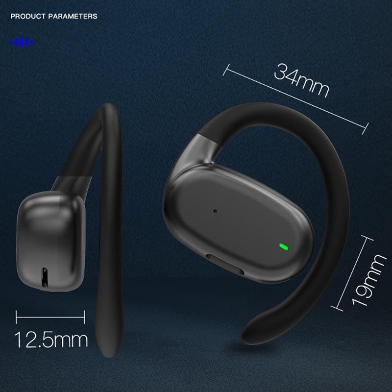 Wireless Single Ear Bluetooth Earphone - Hanging Ear Design - White